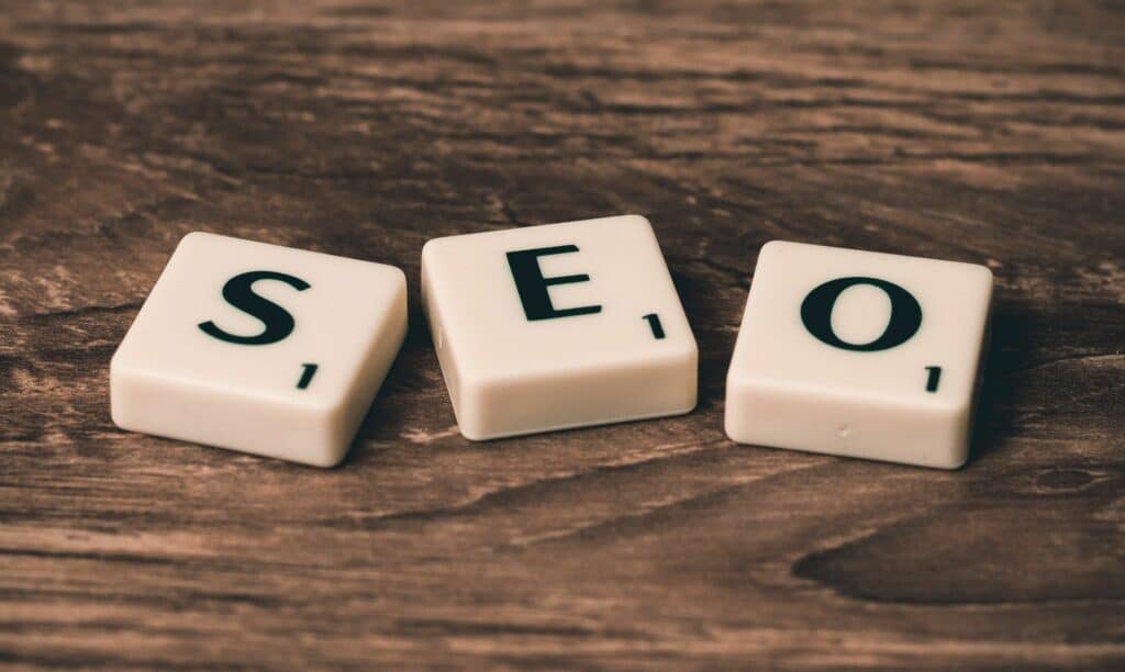 Numbered tiles spelling out SEO for search engine optimization
